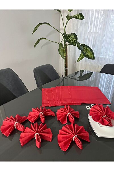 BRL ÇEYİZ HOME Colber Dertsiz Fabric Serviette and Ring (for 12 People)-12 Na...