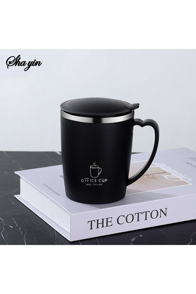 choice2 كوب ماء أسود من الفولاذ المقاوم للصدأ سعة 350 مل، مزود بعزل مزدوج الط...