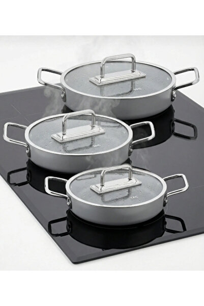 tacev SERA FEEL 6 PARÇA SERAMİK SAHAN SETİ 18-20-22 cm/Gri