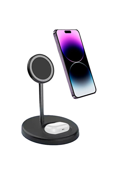 Choice حامل شحن لاسلكي مغناطيسي أسود من فيكيفون، مناسب للهواتف وسماعات الأذن،...