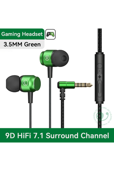Choice5 سماعات أذن للألعاب، معدنية مغناطيسية خضراء، بمنفذ AUX 3.5 ملم، زاوية ...