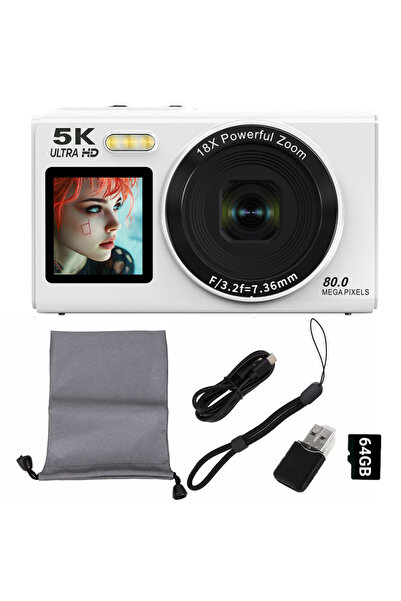 Choice1 white 64GB card Digital Camera CCD Dual Screen Portable Digital Camer...