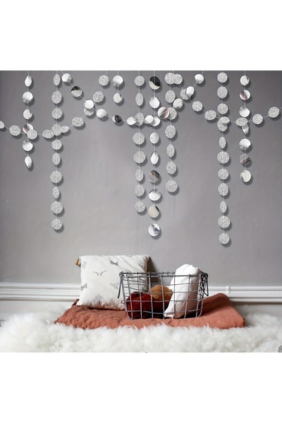 Choice Silvery Shimmering 2-Piece, 4m Glitter Silver Circle Dot Garland Decor...