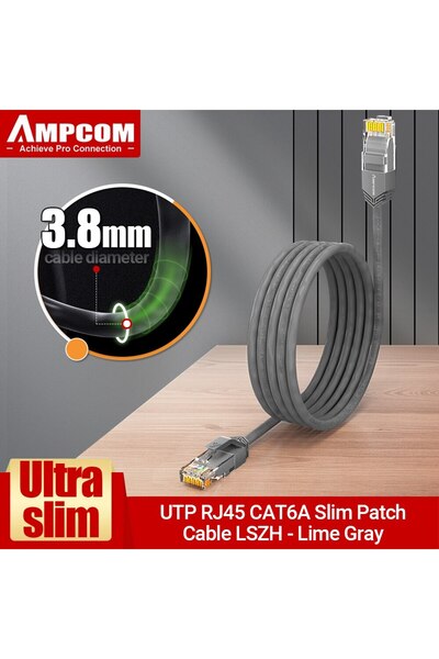 Choice25 كابل شبكة Cat6a رمادي اللون من AMPCOM بطول 1.5 متر، كابل شبكة LAN/إن...