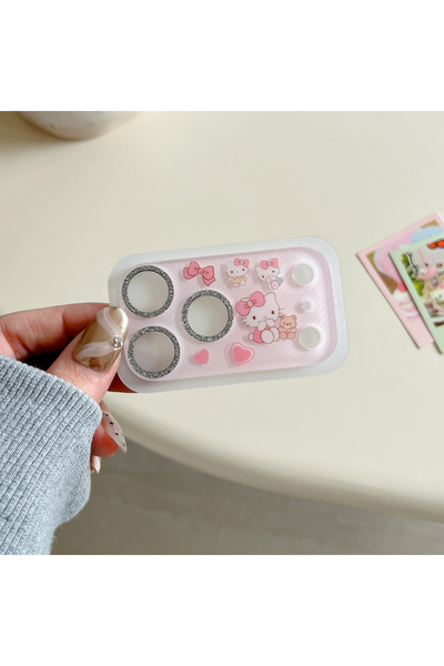 Choice4 واقي عدسة كاميرا آيفون 17 برو بتصميم دب صغير لطيف من KT، فيلم لامع بر...