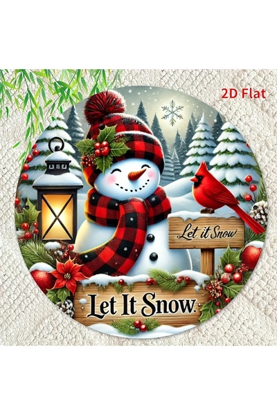 Choice 8x8inch(20x20cm) black [Vintage Christmas Wreath Sign] 2D Flat - [2D F...