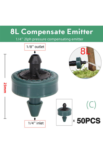 choice2 C-50 قطعة 50 قطعة 2 لتر 4 لتر 8 لتر/ساعة قطارة تعويض الضغط للري الزرا...
