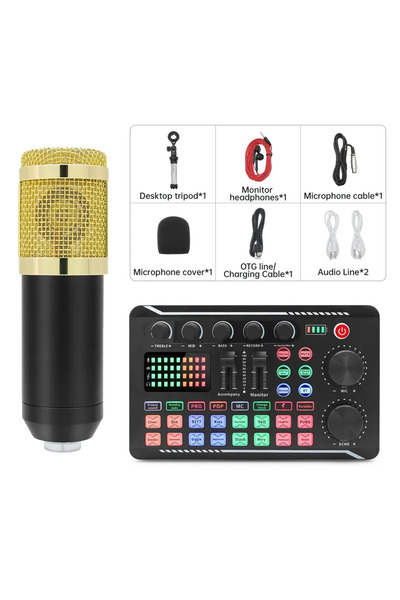 Choice بطاقة صوت F998 + ميكروفون BM800، طقم خلاط صوتي لمعدات الدي جي، بطاقة ص...