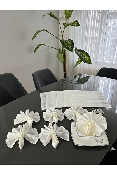 BRL ÇEYİZ HOME Colber Dertsiz Fabric Serviette and Ring (for 12 People)-12 Na...