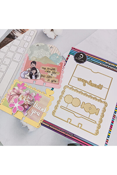 Choice بطاقة شكر على شكل لفافة ورقية / قالب قطع معدني على شكل لفافة ورقية، هد...