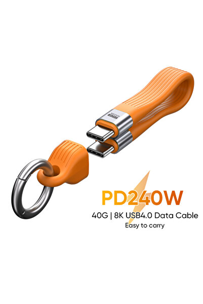 Choice1 كابل USB-C إلى USB-C برتقالي اللون، يدعم USB 4.0 بقدرة 240 واط وسرعة ...