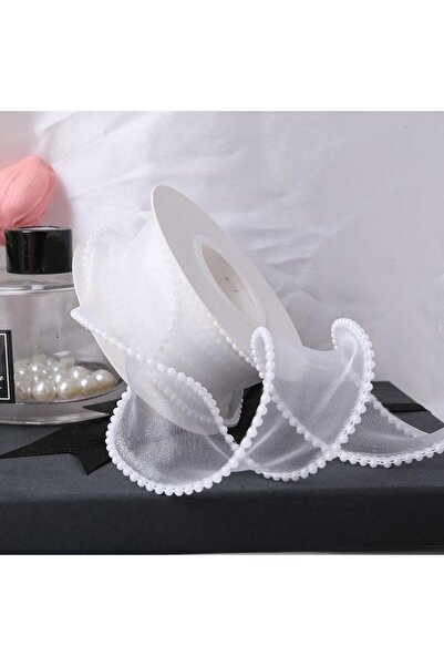 Choice1 4cm X 4.5m 1675706 4cm*4.5m Pearl Edge Ribbon Organza Gauze Fish Tail...