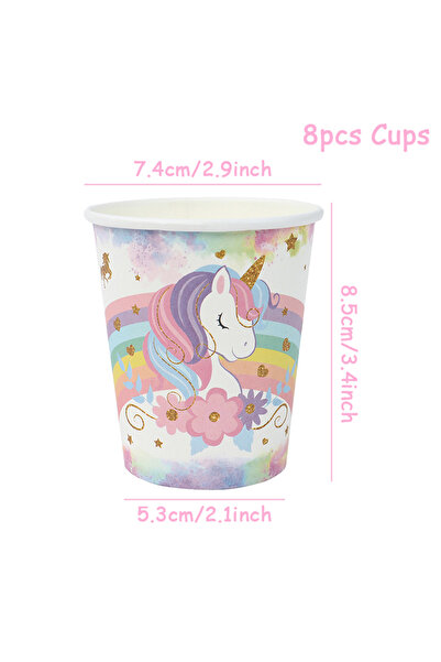 Choice6 8pcs Cups Unicorn Party Disposable Tableware set Plates Napkin Rainbo...