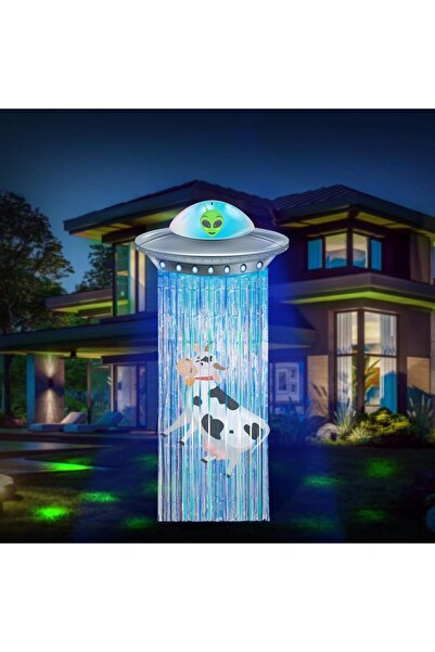 Choice blue Alien Door Party Banner with Tinsel Foil Fringe Banner Alien Birt...