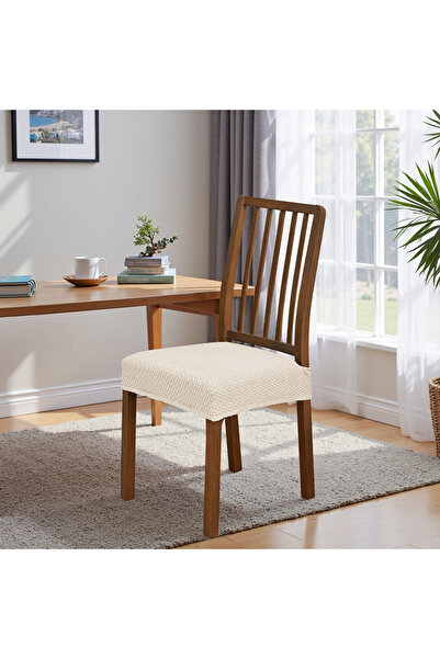 Choice1 غطاء مقعد كرسي مطاطي مزدوج بلون بيج، قطعة واحدة، لون سادة ، مخطط، قما...