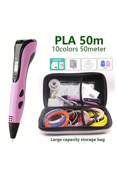 choice2 قلم طباعة ثلاثية الأبعاد من خيوط PLA باللون الوردي، مع حقيبة تخزين مح...