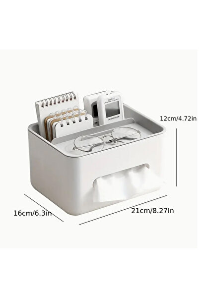 Choice1 صندوق تخزين مكتبي متعدد الوظائف - منظم أدراج لحامل المناديل وجهاز تحك...