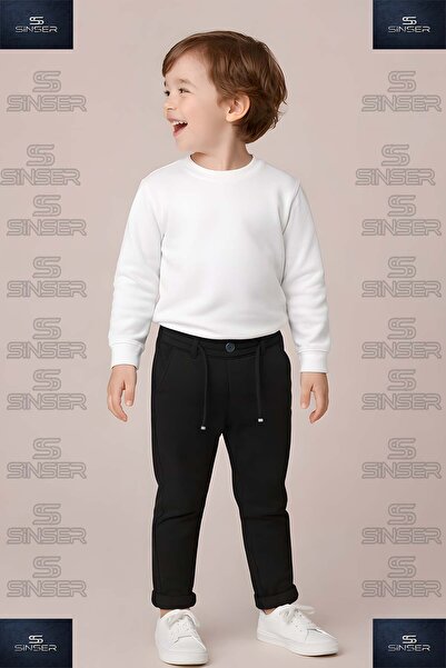 SS SİNSER Ανδρικό παντελόνι με ελαστική μέση και στυλ διπλωμένου ποδιού από λ...