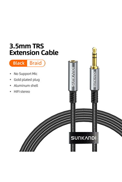 Choice كابل تمديد سماعات رأس رمادي اللون من SUNKANDI بطول 0.6 متر، مصنوع من ا...