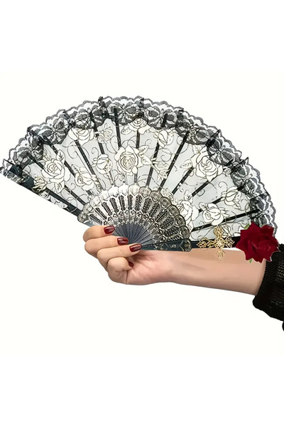 Choice 1pc 1pc/2pcs Vintage Spanish Flamenco Rose Lace Handheld Fan Elegant B...