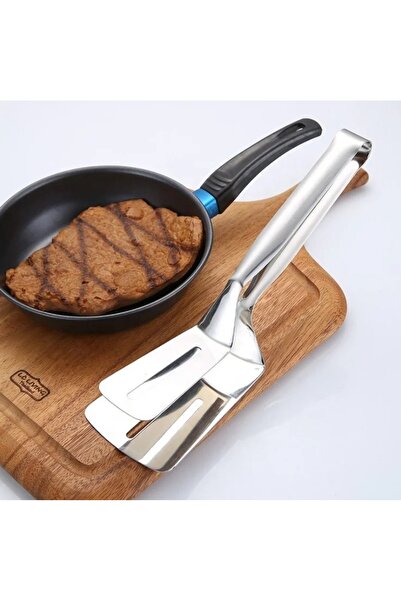 Choice Silver Stainless Steel Frying Shovel Clip Multifunctional Steak BBQ To...
