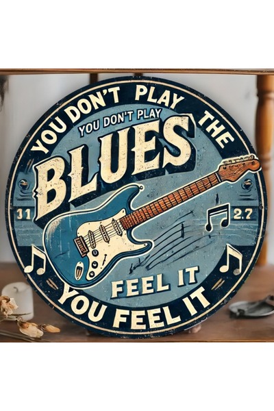 Choice 20x20 Vintage Blues Guitar Metal Sign - Retro Circular Iron Wall Decor...