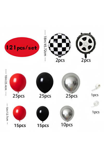 Choice As Picture Shows Multicolor 121-Piece Racing-Themed Party Balloon Deco...