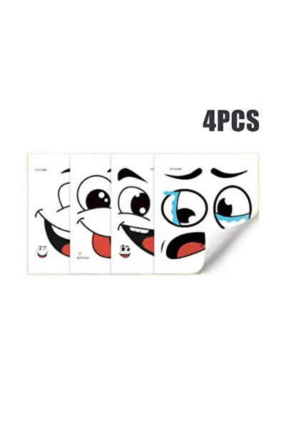 Choice 4pcs 4pcs/sheet Funny Face Trash Can Stickers Cartoon Smile Garbage Vi...