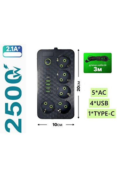 choice2 شريط طاقة متعدد المنافذ أسود اللون من 3M، مزود بخمسة منافذ، وقابس أور...