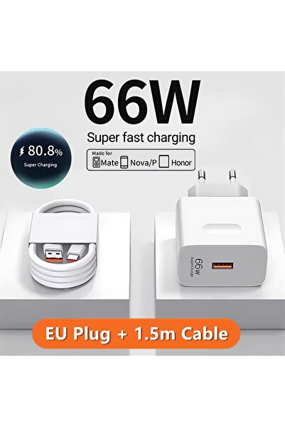 Choice1 EU Plug - 1.5m Cable 66W 6A Super Fast Charger For Mate 40 50 60 P50 ...