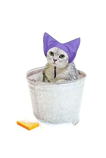 Choice3 قبعة استحمام جديدة للقطط من اللون الأرجواني لعام 2026، تحمي من دخول ا...