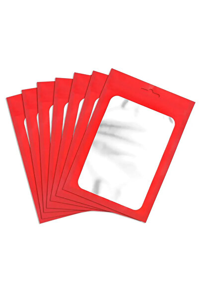 Choice7 50 كيس مايلر أحمر ملون، مقاس 9×12 سم، مزود بسحاب وسحاب تعليق ونافذة ش...