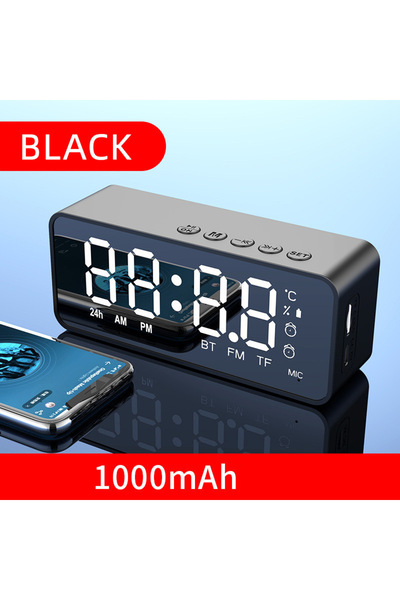 choice2 مكبر صوت بلوتوث محمول صغير الحجم من ستايل بي، أسود اللون، مزود بساعة ...