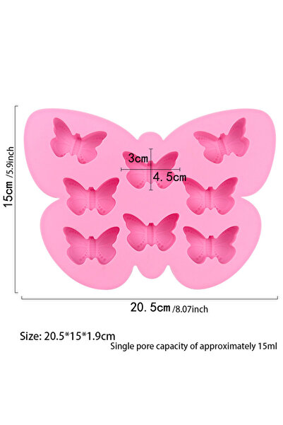 Choice1 قالب شوكولاتة سيليكون وردي اللون على شكل فراشة بثمانية ثقوب، قالب مكع...