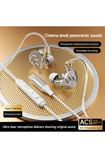 Choice5 TypeC Silver New 15D Super Bass In Ear Headphone Wire-Controlled With...