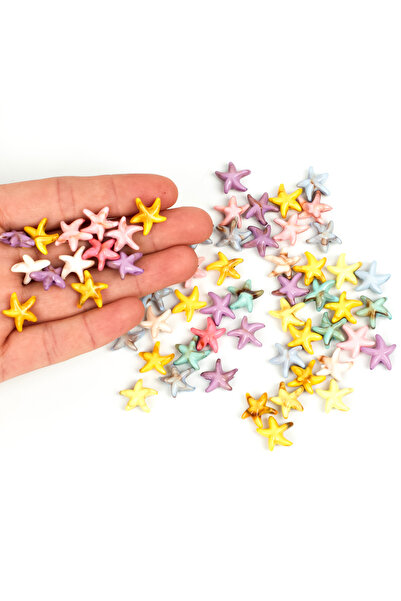 yfhobi 25 gram - 14 mm Karışık Renkli Deniz Yıldızı Akrilik Boncuk (25 gram -...