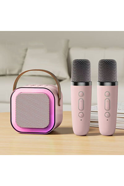 Choice1 مكبر صوت بلوتوث صغير محمول مزود بميكروفونين، وردي اللون، مع ميكروفوني...