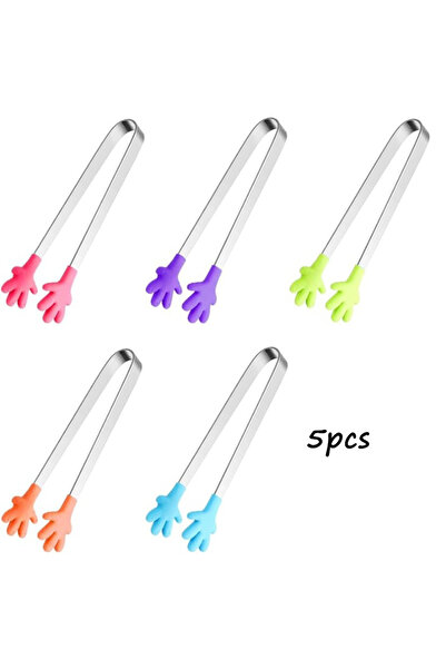 Choice5 mix color 5 pcs 5PCS Mini Tong, Hand Shape Silicone Food Tongs, 5Inch...