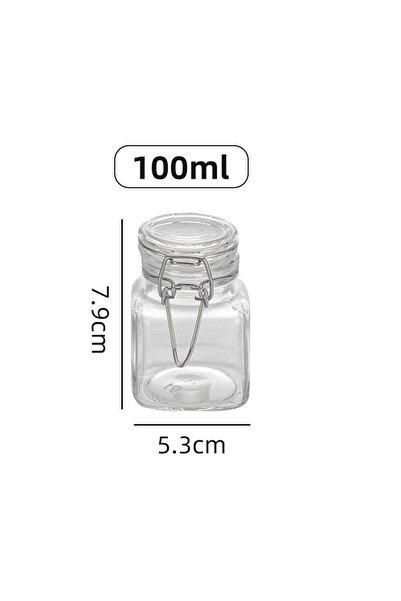 Choice برطمانات زجاجية مربعة صغيرة محكمة الإغلاق بأغطية قابلة للفتح، سعة 100 ...