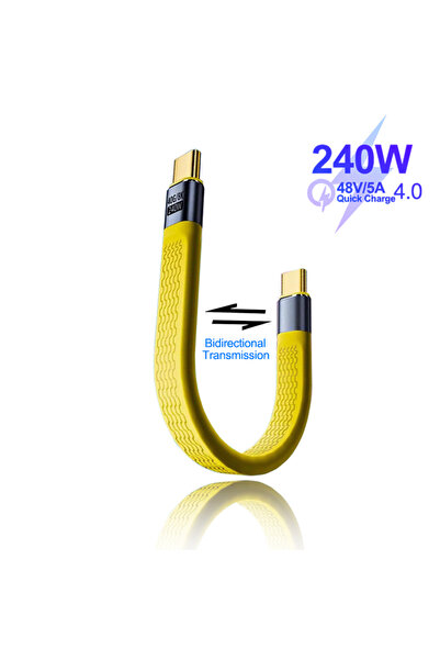 Choice1 1Pcs Yellow PD 240W USB4 Short Cable 40Gbps Data Transfer Fast Chargi...