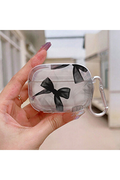 Choice4 جراب سماعات رأس أسود مزين بفيونكة لسماعات AirPods 4، متوافق مع AirPod...