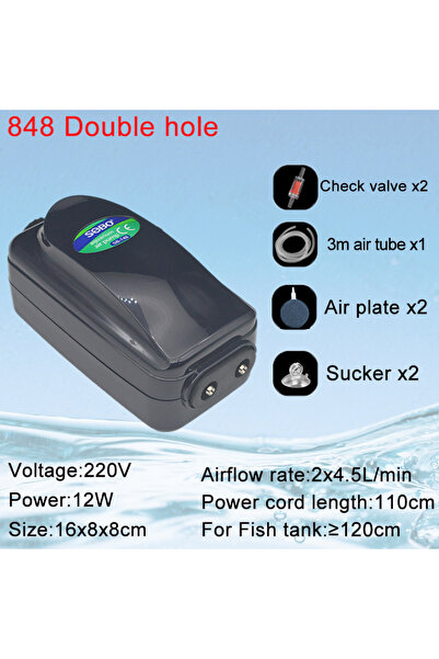 choice2 848 Double hole set SOBO Silent Aquarium Oxygen Air Pump Fish Tank Ad...