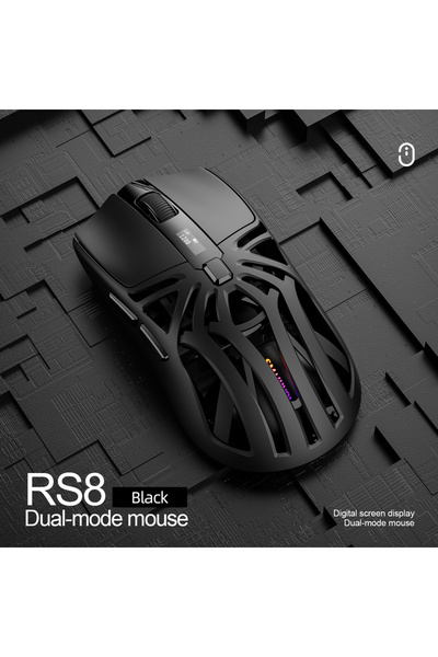 choice2 ماوس الألعاب SMAILWOLF RS8 أسود اللون، يعمل بتقنية بلوتوث، لاسلكي، بث...