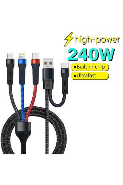 Choice كابل شحن متعدد الاستخدامات 6 في 1 أسود، USB-C إلى Type-C، منفذ إضاءة ص...