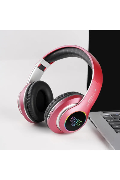 Choice4 سماعة رأس لاسلكية حمراء بتقنية بلوتوث 5.0 مع ميكروفون، سماعة رأس فوق ...