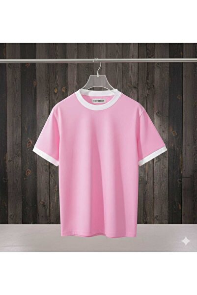 COHERENT Unisex Ανδρικό/Γυναικείο Μπλουζάκι ΜΟΝΟΧΡΩΜΟ ΡΟΖ ΛΕΥΚΟ με Ειδικό Τυπ...