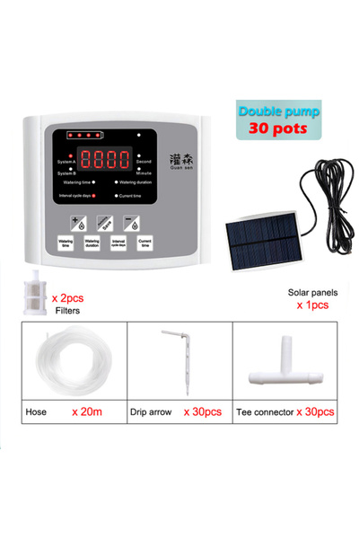Choice1 double pump 20m gray Solar Irrigation System Garden Automatic Drip Ir...