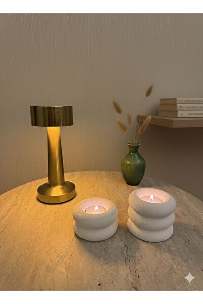 FEİN TASARIM Modern Tasarım 2'li Set Dekoratif Mumluk/Şamdan ( Mumlar Dahildir)