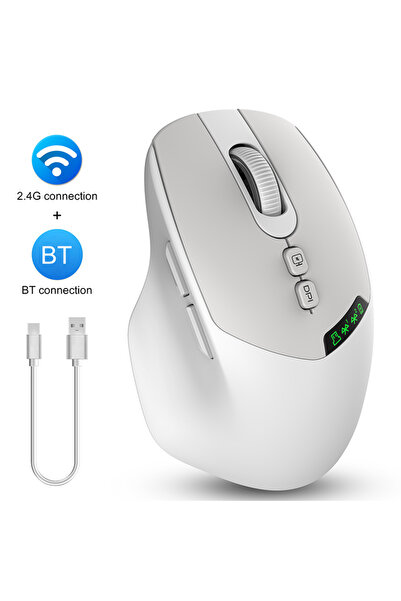 Choice1 ماوس لاسلكي ثنائي الوضع صامت بلون الجبن الأبيض، يعمل بتقنية بلوتوث 2....