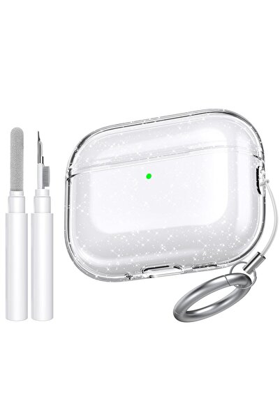 Choice5 جراب شفاف لامع لسماعات AirPods Pro 3، جراب شفاف مزين ببريق لامع.